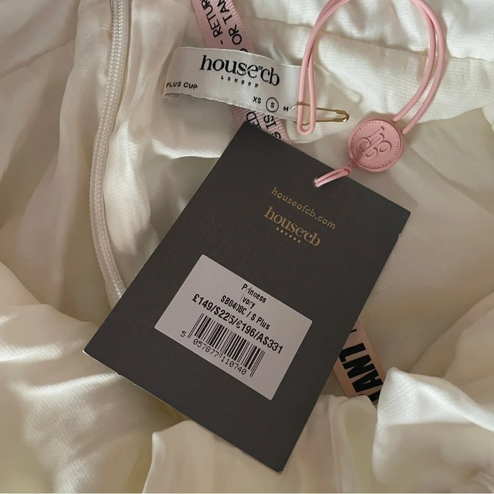 NEW! House of CB- Princess Ivory Georgette Mini Dress Size Small PLUS CUP - Picture 11 of 12